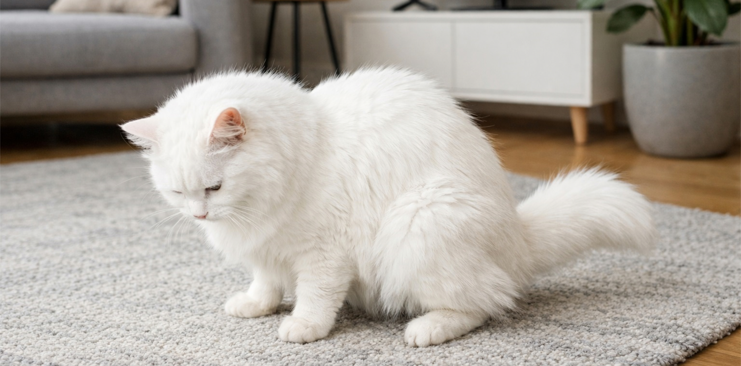 Кошка писает на ковер